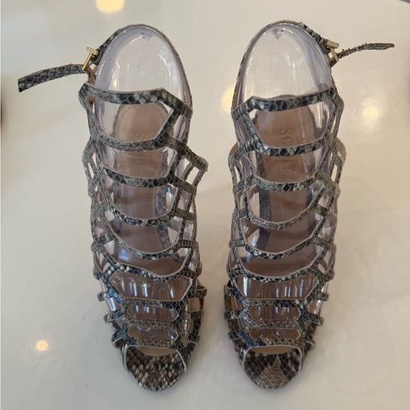 Schutz Juliana Pearl Snake High Heel Caged Open Single Sole Dress Sandal 6.5 - Picture 3 of 7